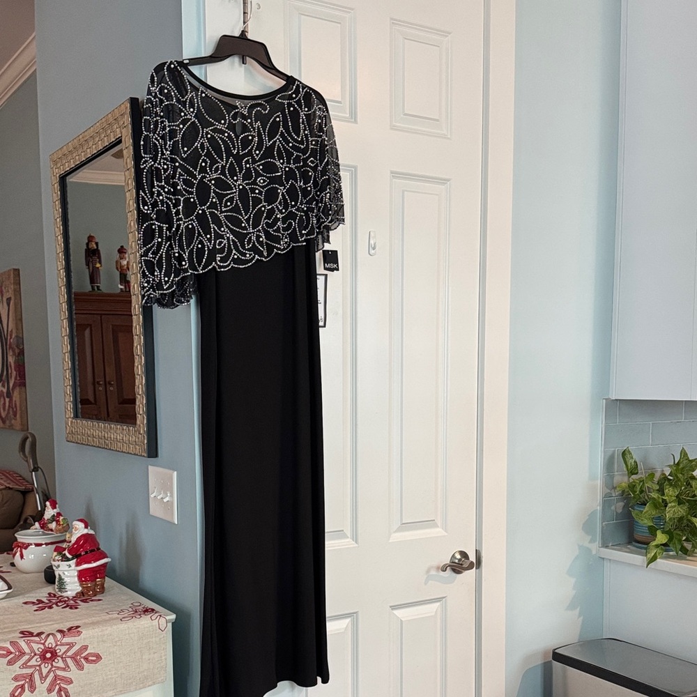 MSK Elegant Black Maxi Dress with Silver Accents